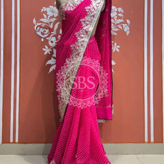 MOTHRA LEHERIYA GOTA PATTI SAREE Pink / Free Size