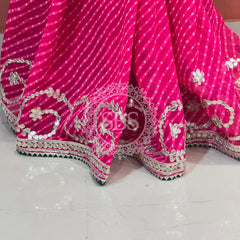 MOTHRA LEHERIYA GOTA PATTI SAREE Pink / Free Size