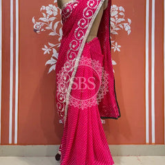 MOTHRA LEHERIYA GOTA PATTI SAREE Pink / Free Size