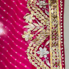 MOTHRA LEHERIYA GOTA PATTI SAREE Pink / Free Size