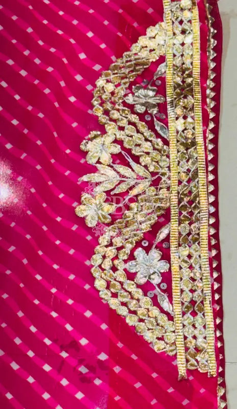 MOTHRA LEHERIYA GOTA PATTI SAREE Pink / Free Size