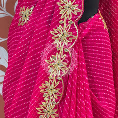 MOTHRA LEHERIYA GOTA PATTI SAREE Pink / Free Size