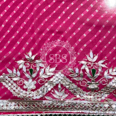 MOTHRA LEHERIYA GOTA PATTI SAREE Pink / Free Size