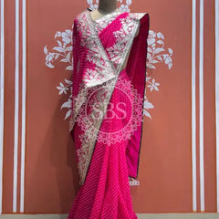 MOTHRA LEHERIYA GOTA PATTI SAREE Pink / Free Size