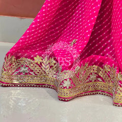 MOTHRA LEHERIYA GOTA PATTI SAREE Pink / Free Size