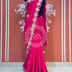 MOTHRA LEHERIYA GOTA PATTI SAREE Pink / Free Size