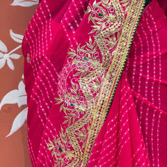 MOTHRA LEHERIYA MAYURA CXC GEORGETTE SAREE Maroon / Free Size