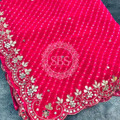 MOTHRA PINK LEHERIYA SAREE Pink / Free Size