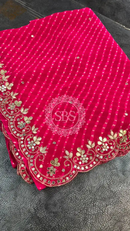 MOTHRA PINK LEHERIYA SAREE Pink / Free Size