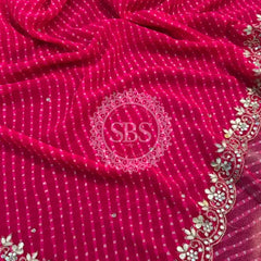 MOTHRA PINK LEHERIYA SAREE Pink / Free Size