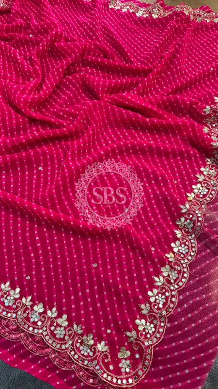 MOTHRA PINK LEHERIYA SAREE Pink / Free Size