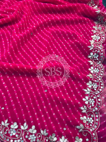 MOTHRA PINK LEHERIYA SAREE Pink / Free Size