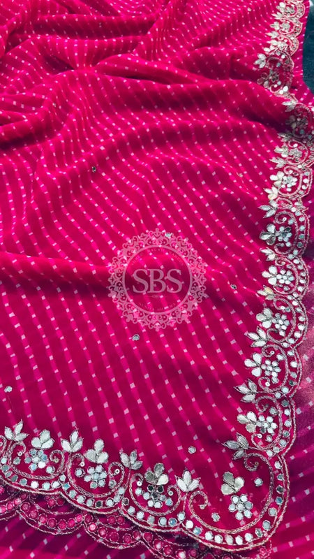 MOTHRA PINK LEHERIYA SAREE Pink / Free Size