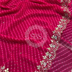 MOTHRA PINK LEHERIYA SAREE Pink / Free Size