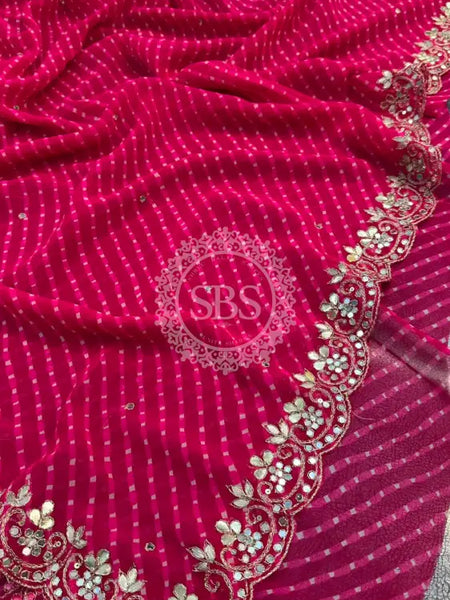 MOTHRA PINK LEHERIYA SAREE Pink / Free Size
