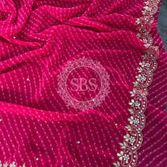 MOTHRA PINK LEHERIYA SAREE Pink / Free Size