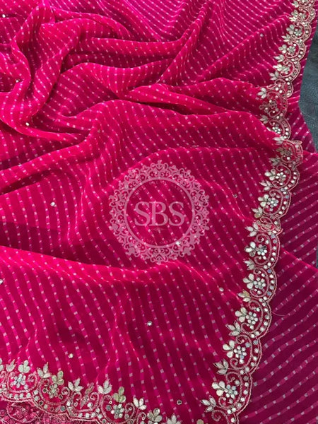 MOTHRA PINK LEHERIYA SAREE Pink / Free Size