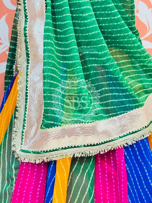 MULTICOLOR MOTHRA FULL FLARED LEHENGA