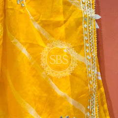 ORGANZA GOTA PATTI LEHERIYA HANDWORK SAREE