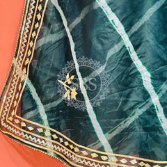 ORGANZA GOTA PATTI LEHERIYA HANDWORK SAREE