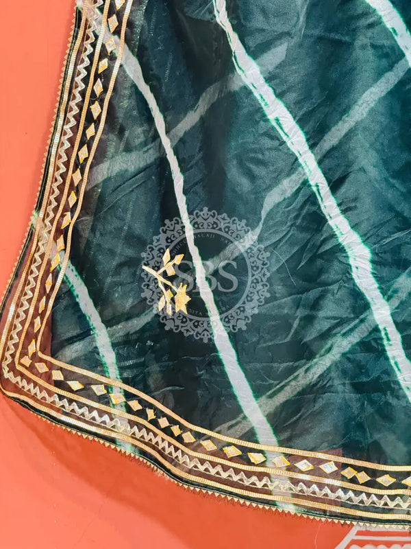 ORGANZA GOTA PATTI LEHERIYA HANDWORK SAREE