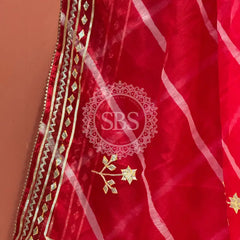 ORGANZA GOTA PATTI LEHERIYA HANDWORK SAREE