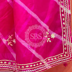 ORGANZA GOTA PATTI LEHERIYA HANDWORK SAREE