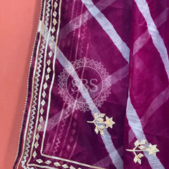 ORGANZA GOTA PATTI LEHERIYA HANDWORK SAREE