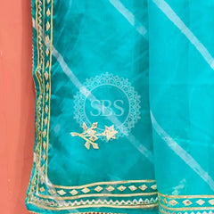 ORGANZA GOTA PATTI LEHERIYA HANDWORK SAREE
