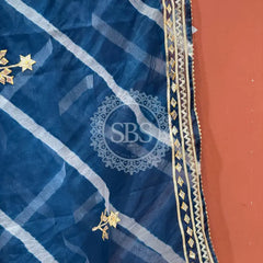 ORGANZA GOTA PATTI LEHERIYA HANDWORK SAREE