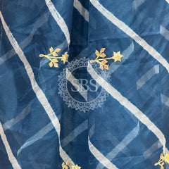 ORGANZA GOTA PATTI LEHERIYA HANDWORK SAREE