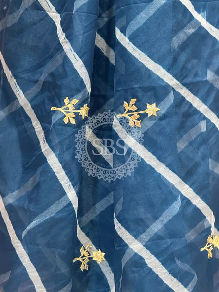 ORGANZA GOTA PATTI LEHERIYA HANDWORK SAREE