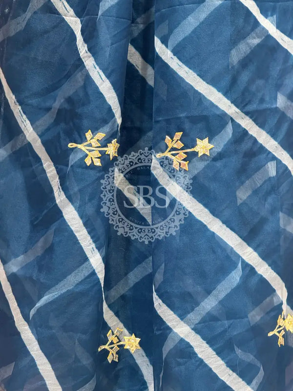 ORGANZA GOTA PATTI LEHERIYA HANDWORK SAREE