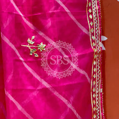 ORGANZA GOTA PATTI LEHERIYA HANDWORK SAREE