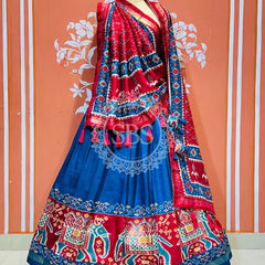 PICHWAI PRINT GUJRATI LEHENGA CHOLI Blue / Free Size