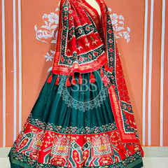 PICHWAI PRINT GUJRATI LEHENGA CHOLI Green / Free Size