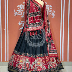 PICHWAI PRINT GUJRATI LEHENGA CHOLI Olive / Free Size