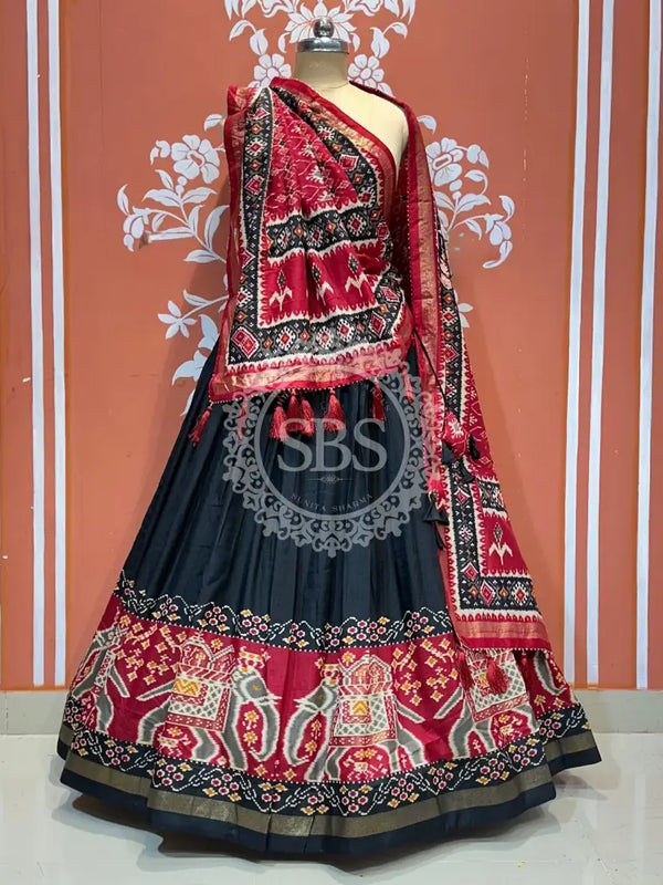 PICHWAI PRINT GUJRATI LEHENGA CHOLI Olive / Free Size