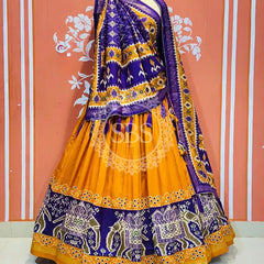 PICHWAI PRINT GUJRATI LEHENGA CHOLI Orange / Free Size