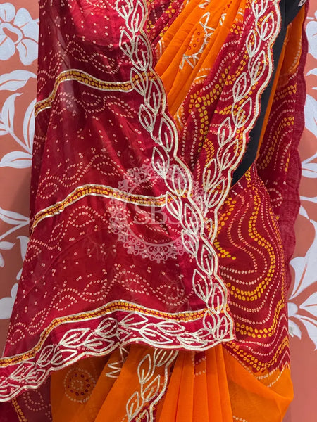 PILAE KI GEORGETTE SAREE Orange / Free Size