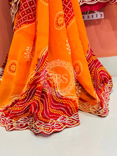 PILAE KI GEORGETTE SAREE Orange / Free Size
