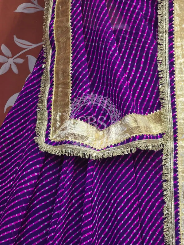 PINK PURPLE MOTHRA GOTA FULL FLARED LEHENGA
