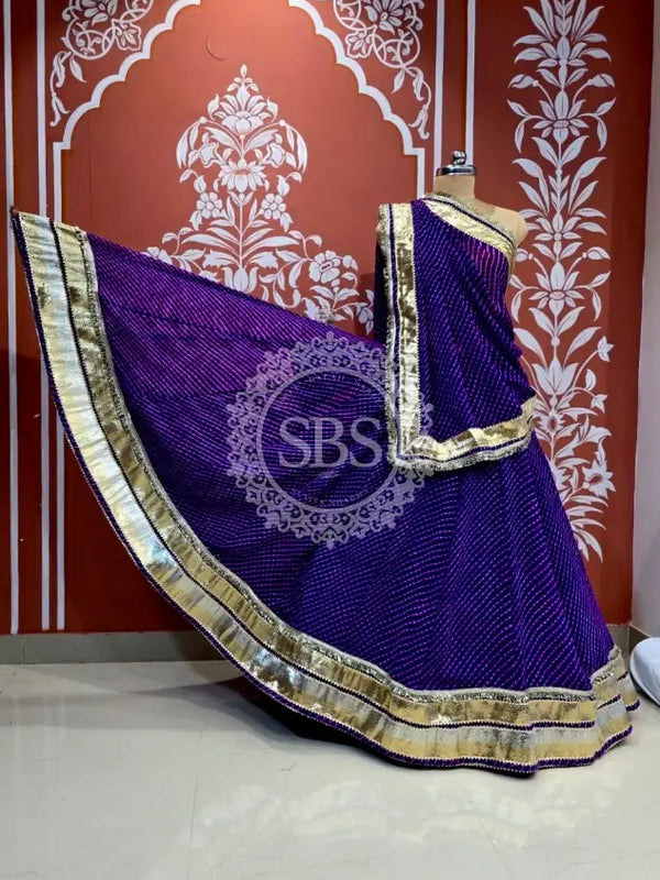 PINK PURPLE MOTHRA GOTA FULL FLARED LEHENGA