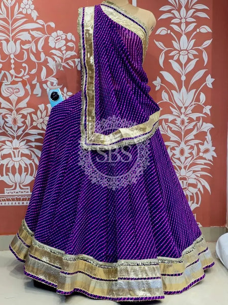 PINK PURPLE MOTHRA GOTA FULL FLARED LEHENGA