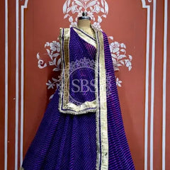 PINK PURPLE MOTHRA GOTA FULL FLARED LEHENGA