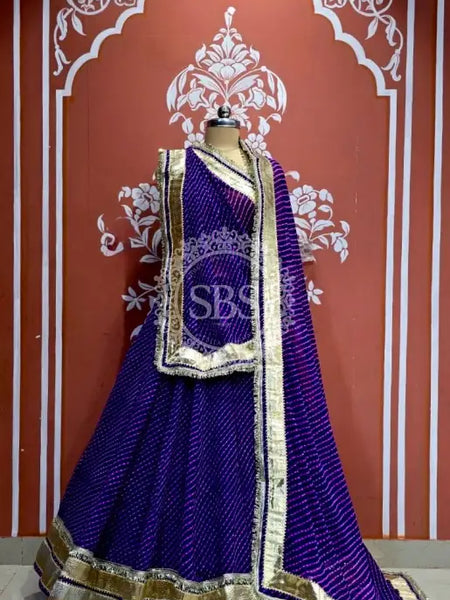 PINK PURPLE MOTHRA GOTA FULL FLARED LEHENGA