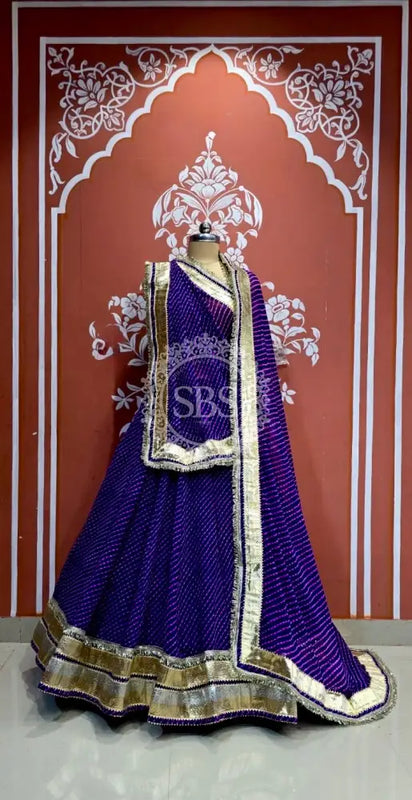 PINK PURPLE MOTHRA GOTA FULL FLARED LEHENGA