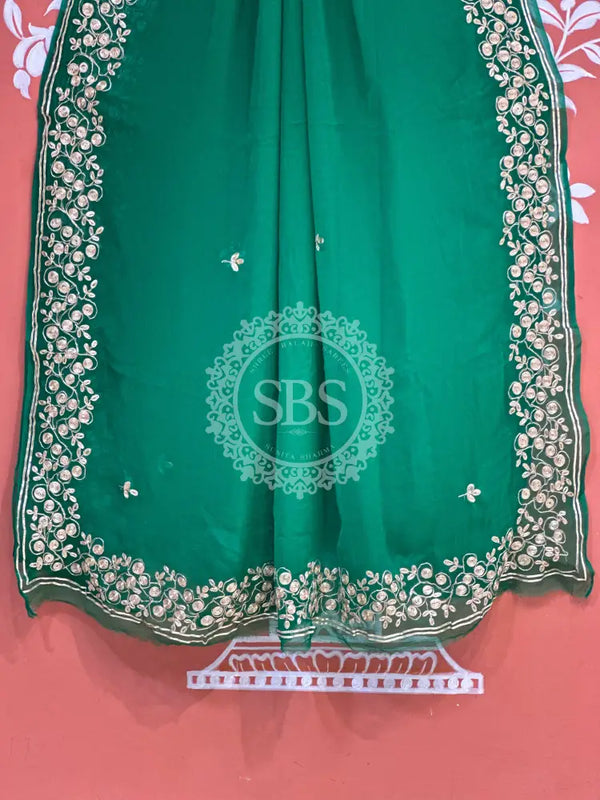 PITTAN WORK PURE CHIFFON SAREE