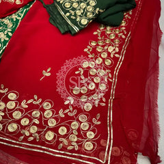 PITTAN WORK PURE CHIFFON SAREE