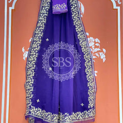 PITTAN WORK PURE CHIFFON SAREE